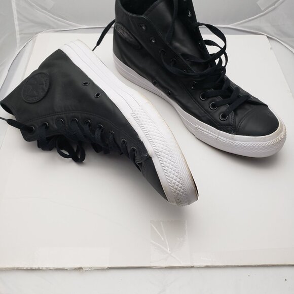 Converse All Star Chuck Taylor High Top Black Leather Sz M 15 - Picture 2 of 8